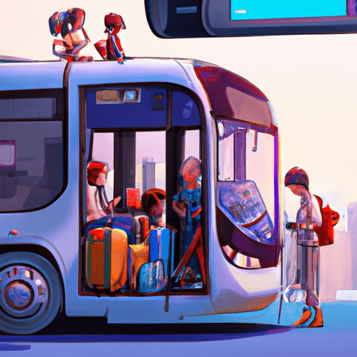 קבוצת מטיילים שעולה על אוטובוס הסעות לשדה התעופה