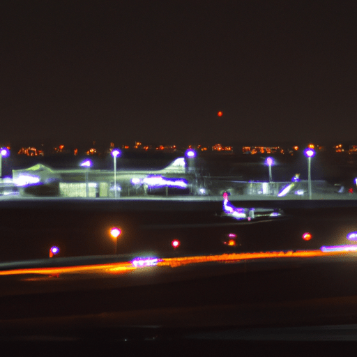 צילום לילי של אפשרויות תחבורה ציבורית ליד שדה התעופה